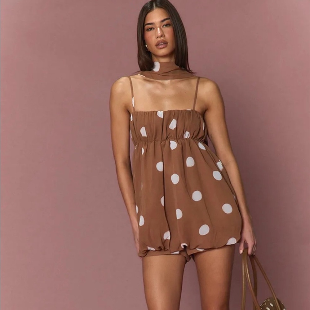FLORAL BURNOUT CHIFFON STRAPPY PUFFBALL PLAYSUIT
